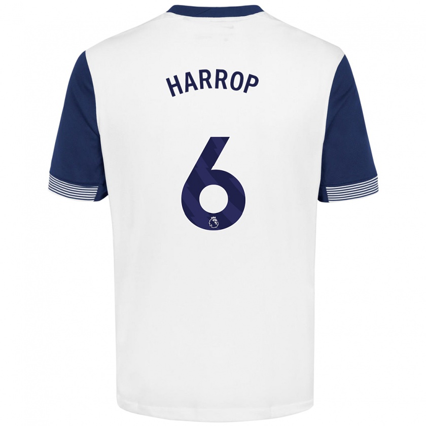 Kandiny Hombre Camiseta Kerys Harrop #6 Blanco Azul 1ª Equipación 2024/25 La Camisa Chile