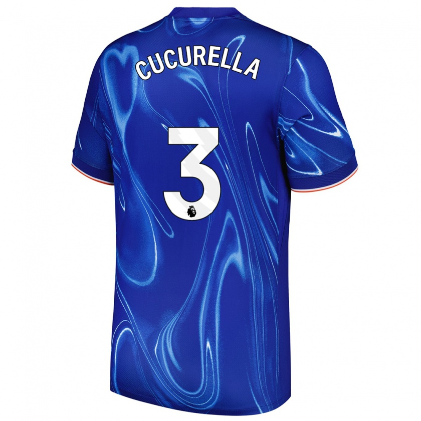 Kandiny Hombre Camiseta Marc Cucurella #3 Azul Blanco 1ª Equipación 2024/25 La Camisa Chile