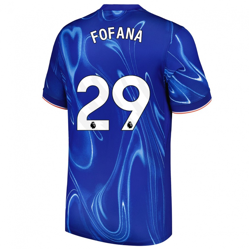 Kandiny Hombre Camiseta Wesley Fofana #29 Azul Blanco 1ª Equipación 2024/25 La Camisa Chile