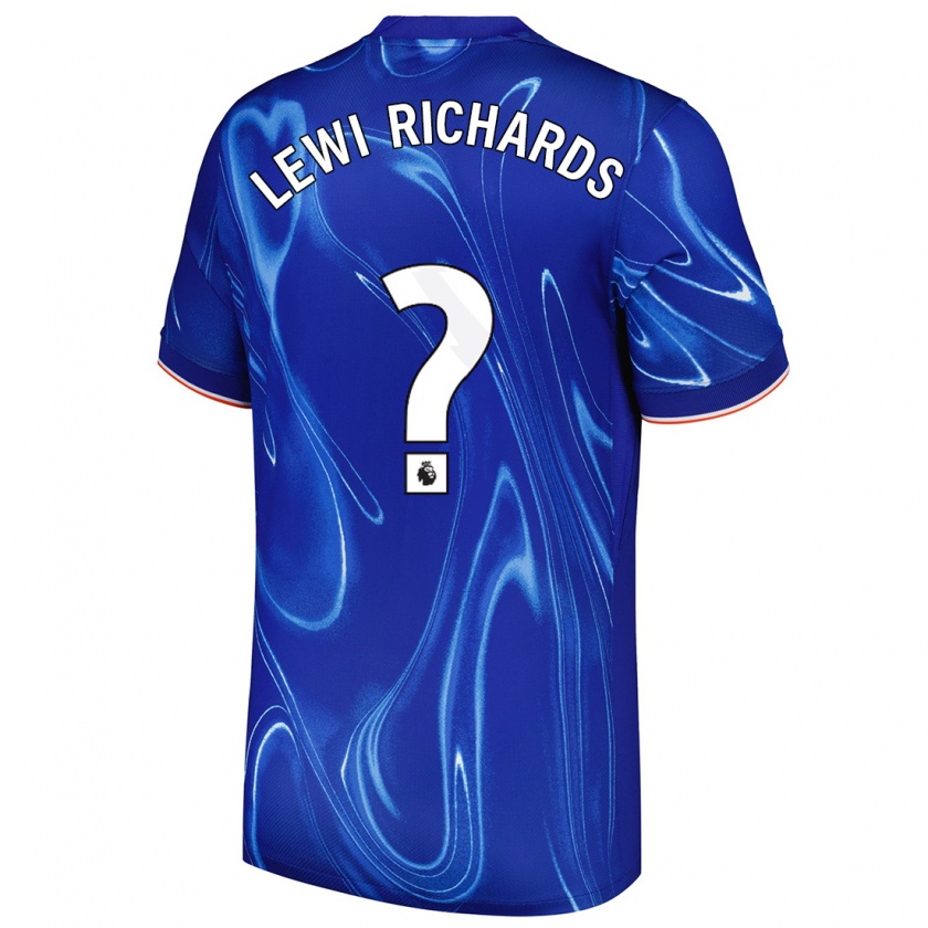 Kandiny Hombre Camiseta Lewi Richards #0 Azul Blanco 1ª Equipación 2024/25 La Camisa Chile