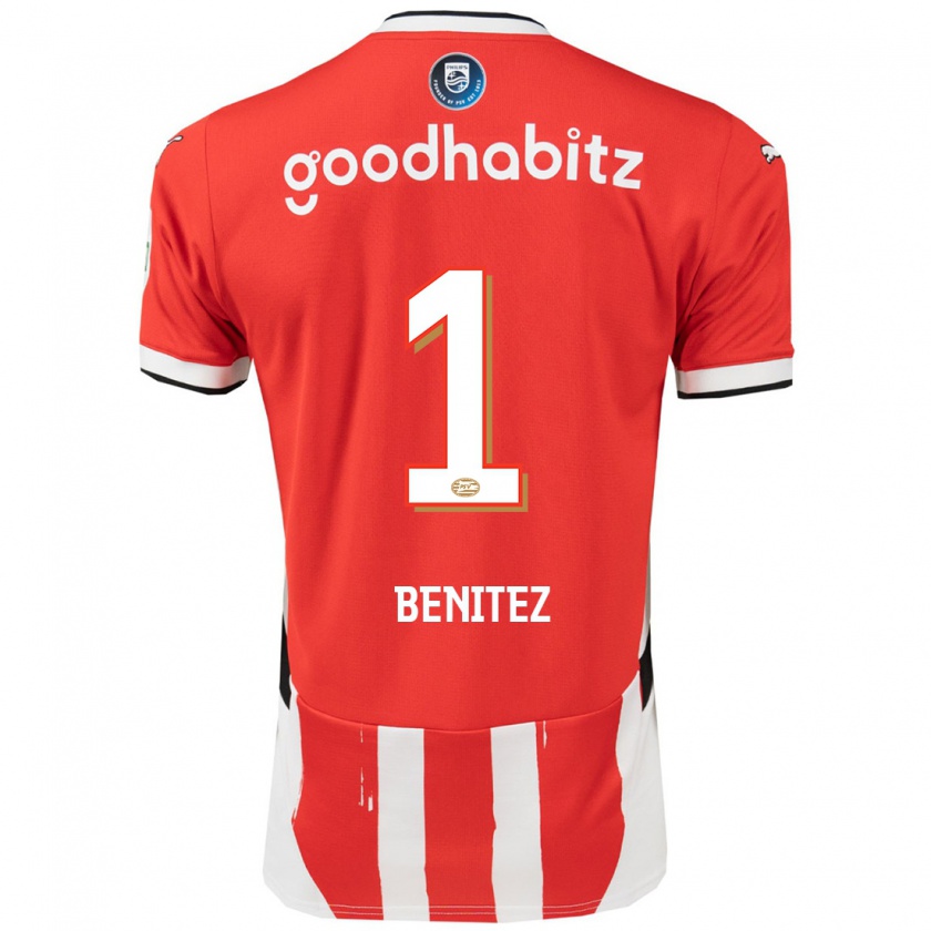 Kandiny Hombre Camiseta Walter Benítez #1 Rojo Blanco 1ª Equipación 2024/25 La Camisa Chile