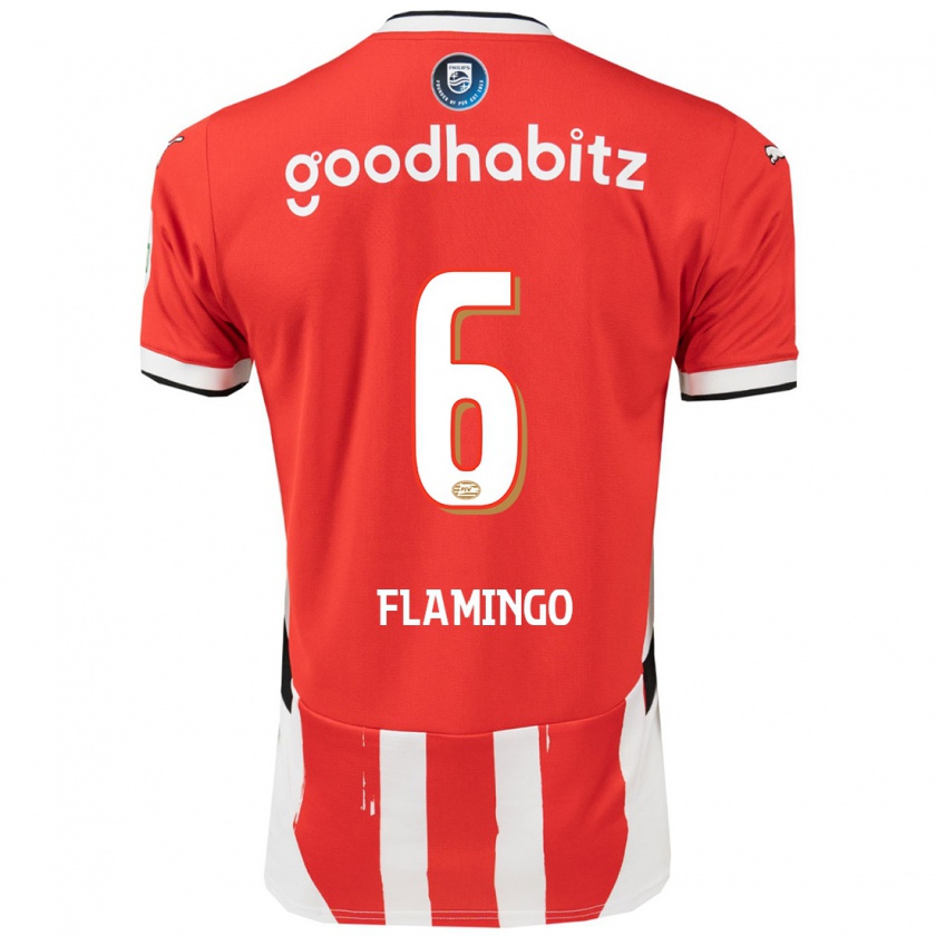 Kandiny Hombre Camiseta Ryan Flamingo #6 Rojo Blanco 1ª Equipación 2024/25 La Camisa Chile