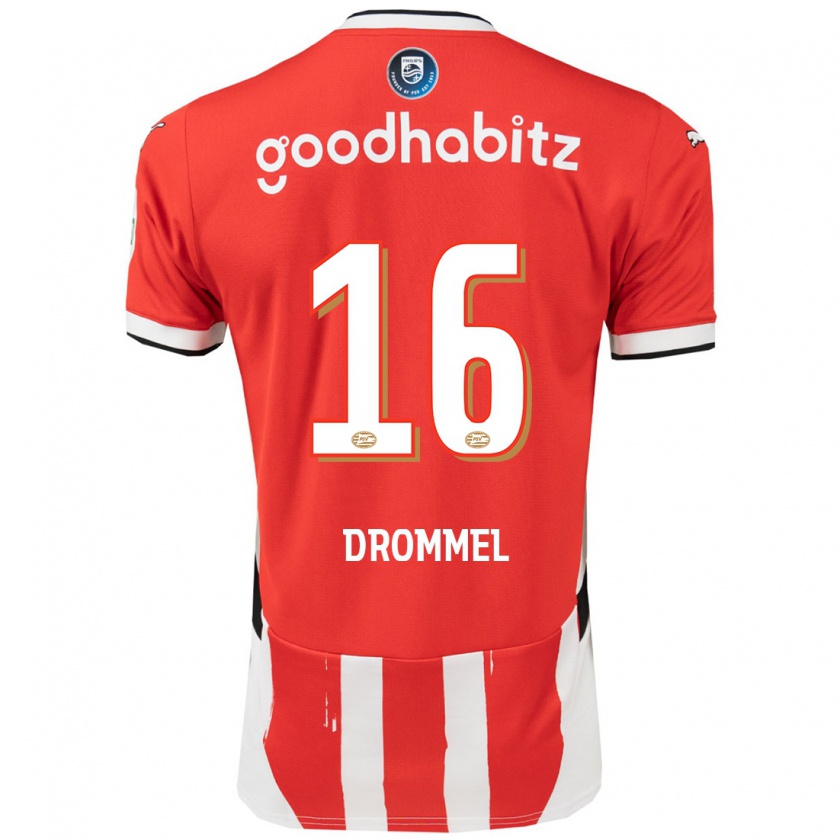 Kandiny Hombre Camiseta Joël Drommel #16 Rojo Blanco 1ª Equipación 2024/25 La Camisa Chile