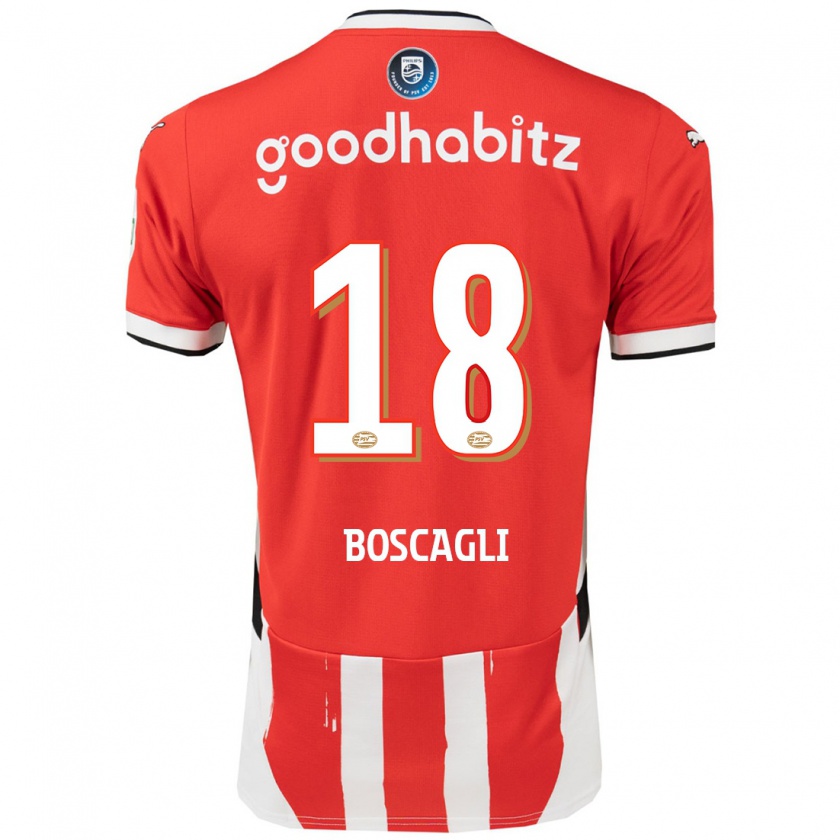 Kandiny Hombre Camiseta Olivier Boscagli #18 Rojo Blanco 1ª Equipación 2024/25 La Camisa Chile