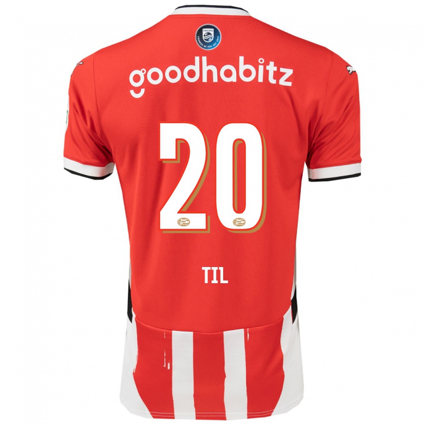 Kandiny Hombre Camiseta Guus Til #20 Rojo Blanco 1ª Equipación 2024/25 La Camisa Chile