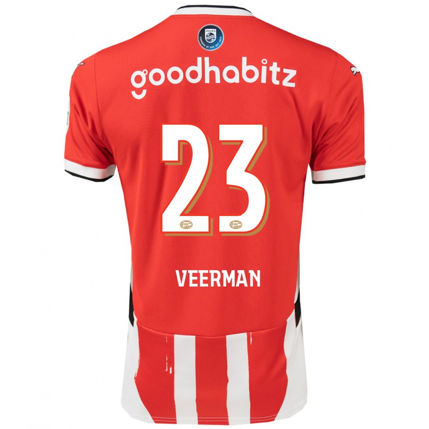 Kandiny Hombre Camiseta Joey Veerman #23 Rojo Blanco 1ª Equipación 2024/25 La Camisa Chile