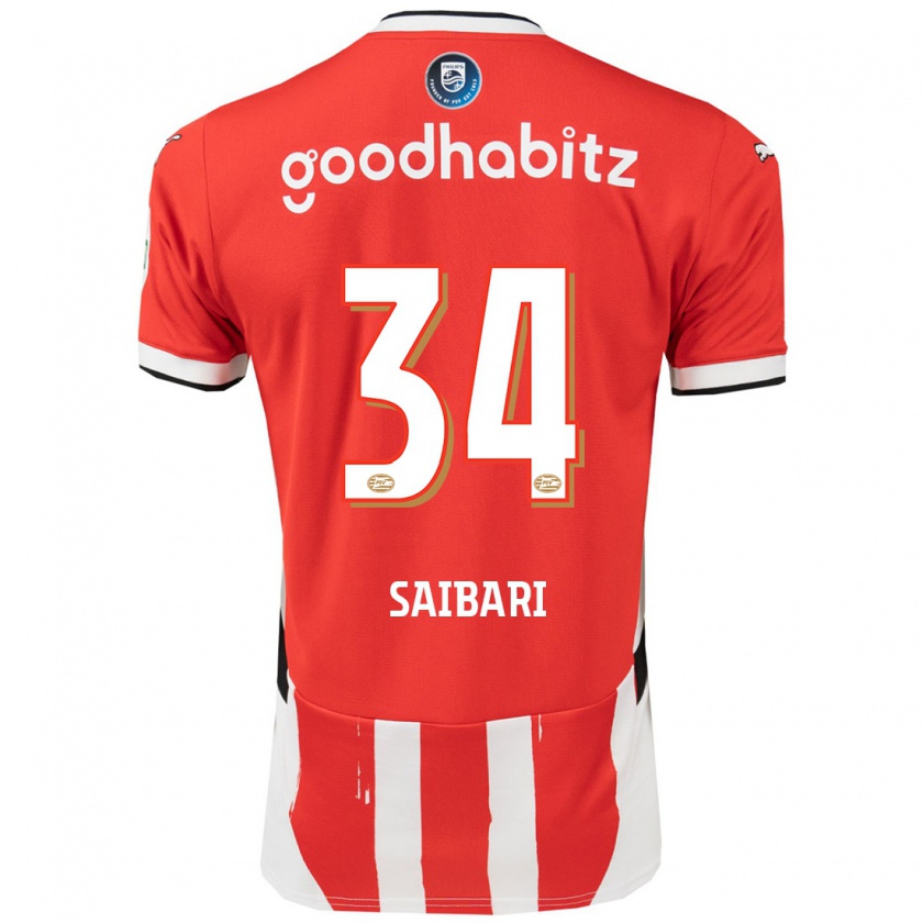 Kandiny Hombre Camiseta Ismael Saibari #34 Rojo Blanco 1ª Equipación 2024/25 La Camisa Chile