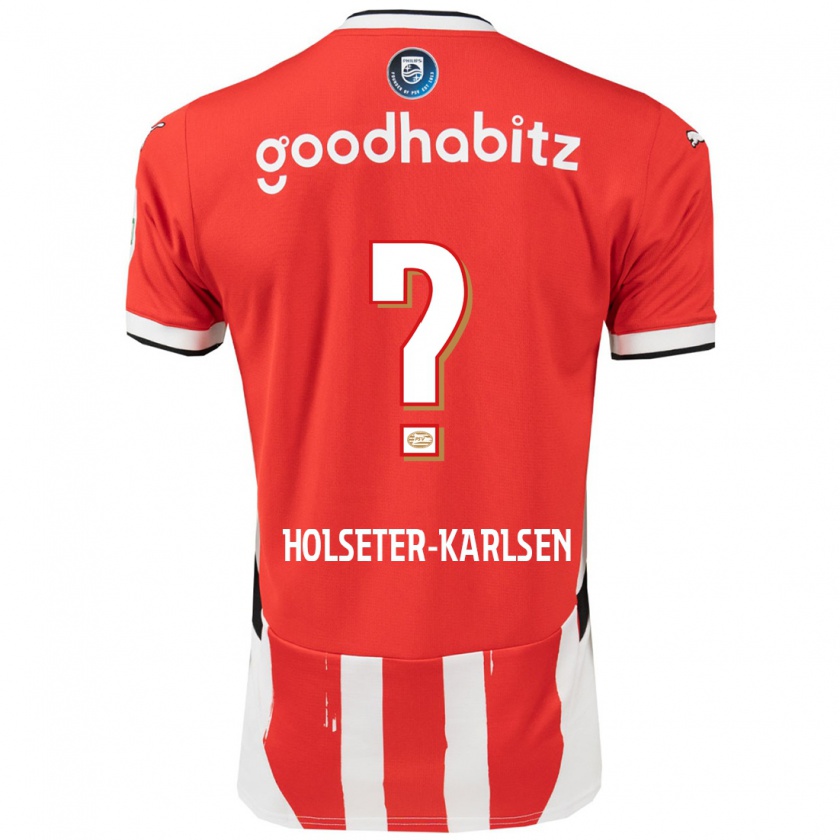 Kandiny Hombre Camiseta Philip Holseter-Karlsen #0 Rojo Blanco 1ª Equipación 2024/25 La Camisa Chile