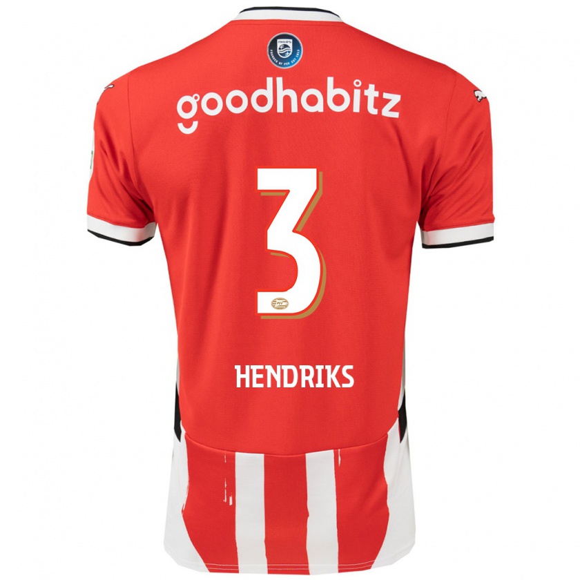 Kandiny Hombre Camiseta Gwyneth Hendriks #3 Rojo Blanco 1ª Equipación 2024/25 La Camisa Chile