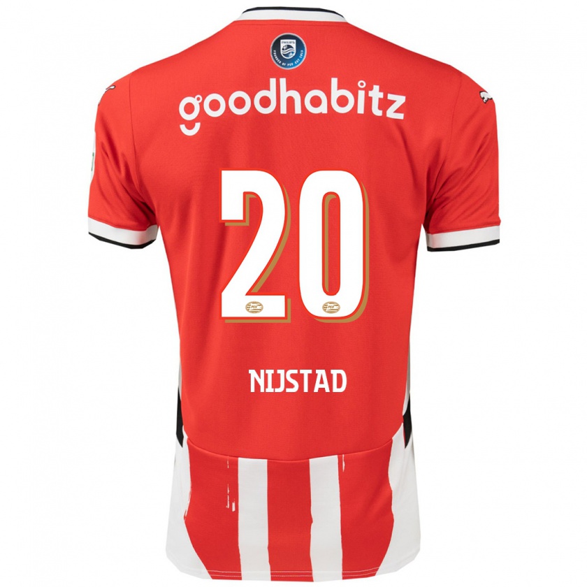 Kandiny Hombre Camiseta Nina Nijstad #20 Rojo Blanco 1ª Equipación 2024/25 La Camisa Chile