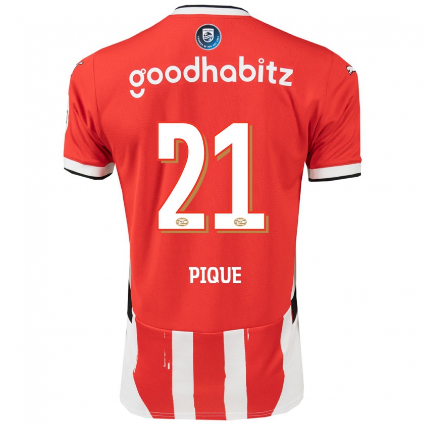 Kandiny Hombre Camiseta Naomi Piqué #21 Rojo Blanco 1ª Equipación 2024/25 La Camisa Chile