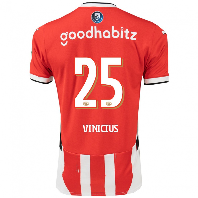 Kandiny Hombre Camiseta Carlos Vinicius #25 Rojo Blanco 1ª Equipación 2024/25 La Camisa Chile