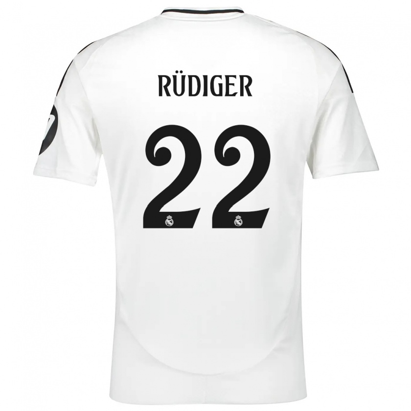 Kandiny Hombre Camiseta Antonio Rüdiger #22 Blanco 1ª Equipación 2024/25 La Camisa Chile