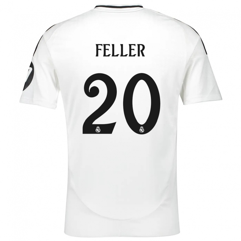 Kandiny Hombre Camiseta Naomie Feller #20 Blanco 1ª Equipación 2024/25 La Camisa Chile