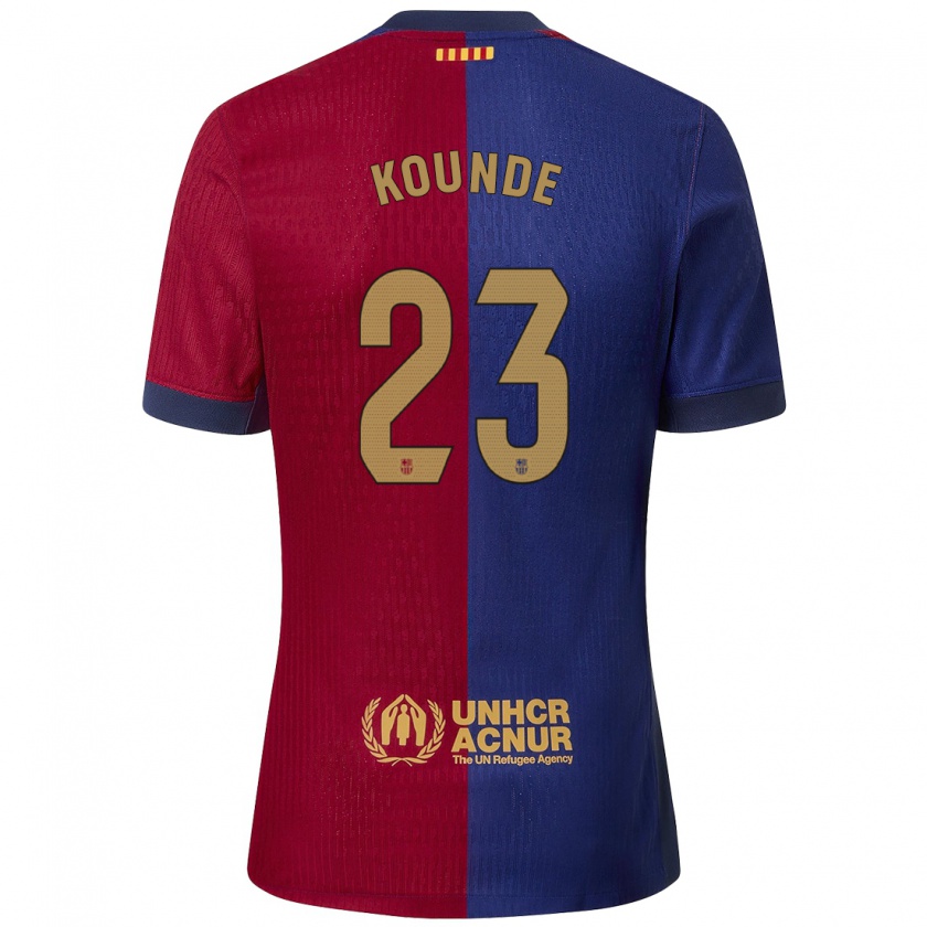 Kandiny Hombre Camiseta Jules Koundé #23 Azul Rojo 1ª Equipación 2024/25 La Camisa Chile