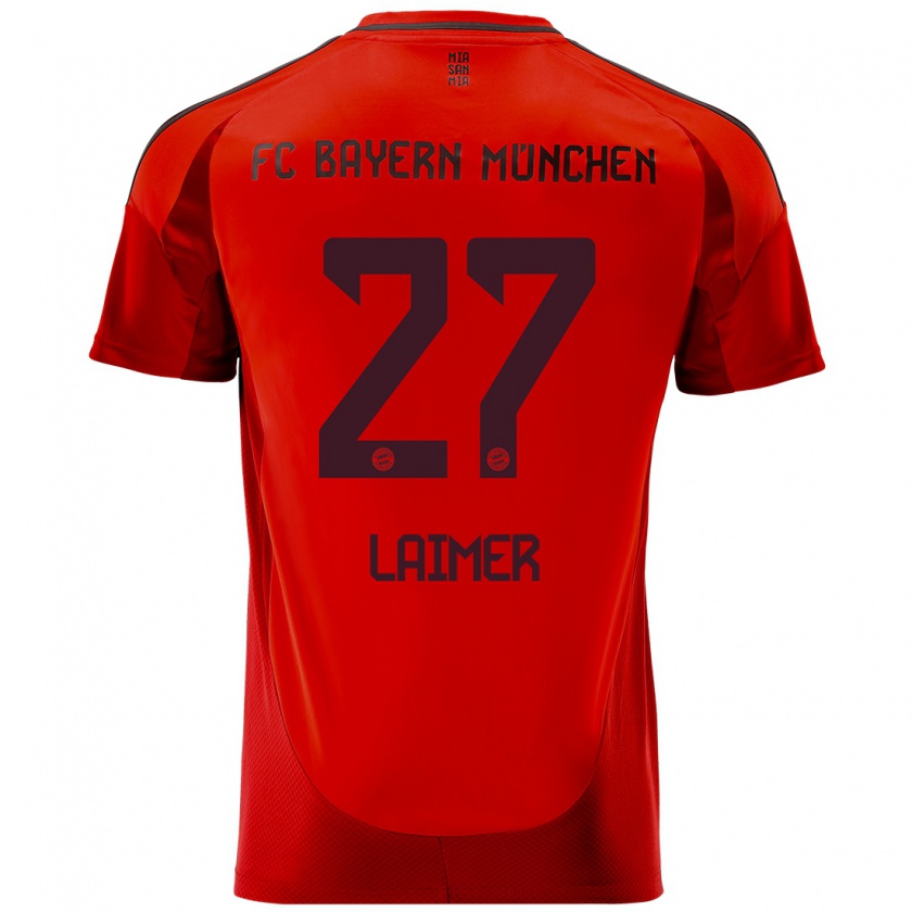 Kandiny Hombre Camiseta Konrad Laimer #27 Rojo 1ª Equipación 2024/25 La Camisa Chile