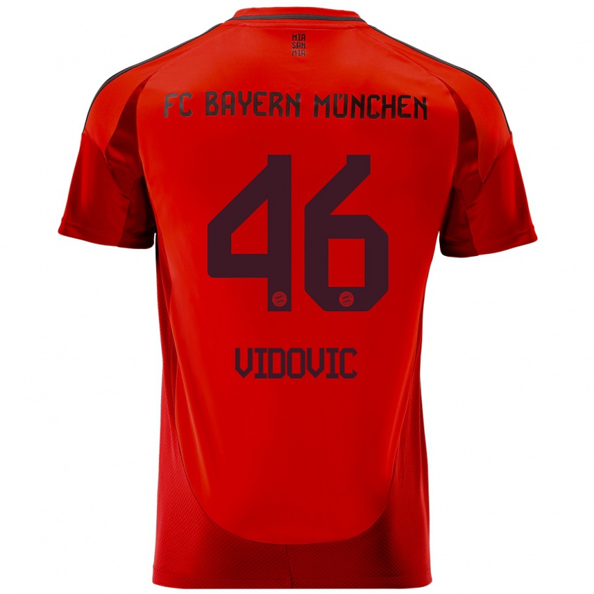 Kandiny Hombre Camiseta Gabriel Vidovic #46 Rojo 1ª Equipación 2024/25 La Camisa Chile