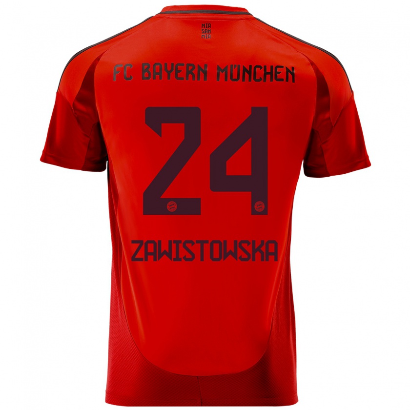 Kandiny Hombre Camiseta Weronika Zawistowska #24 Rojo 1ª Equipación 2024/25 La Camisa Chile