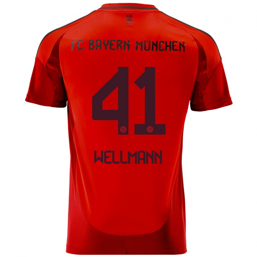 Kandiny Hombre Camiseta Anna Wellmann #41 Rojo 1ª Equipación 2024/25 La Camisa Chile