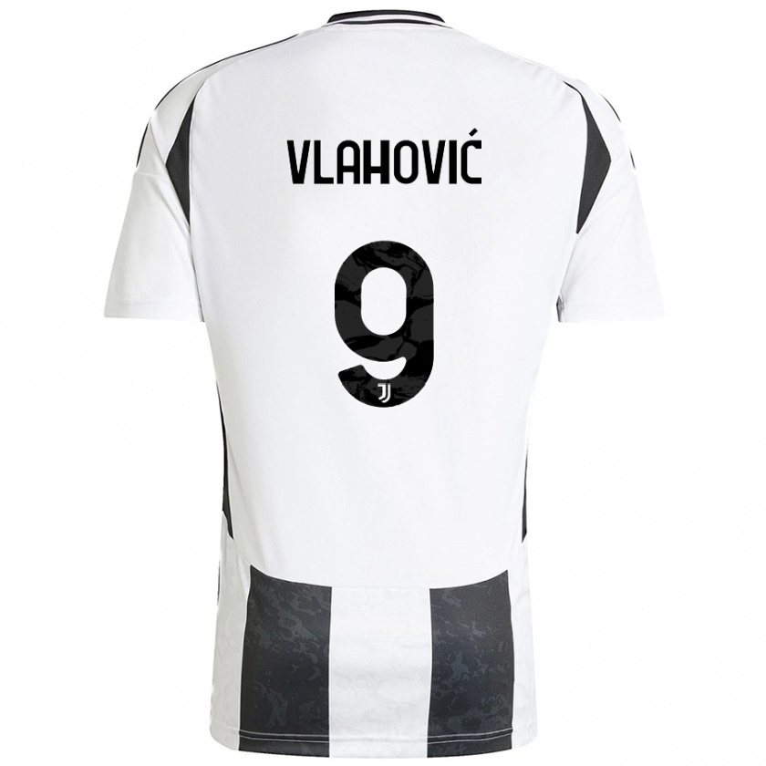 Kandiny Hombre Camiseta Dušan Vlahović #9 Blanco Negro 1ª Equipación 2024/25 La Camisa Chile