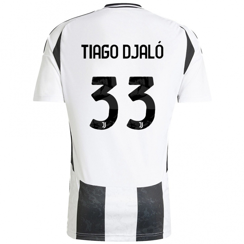 Kandiny Hombre Camiseta Tiago Djaló #33 Blanco Negro 1ª Equipación 2024/25 La Camisa Chile