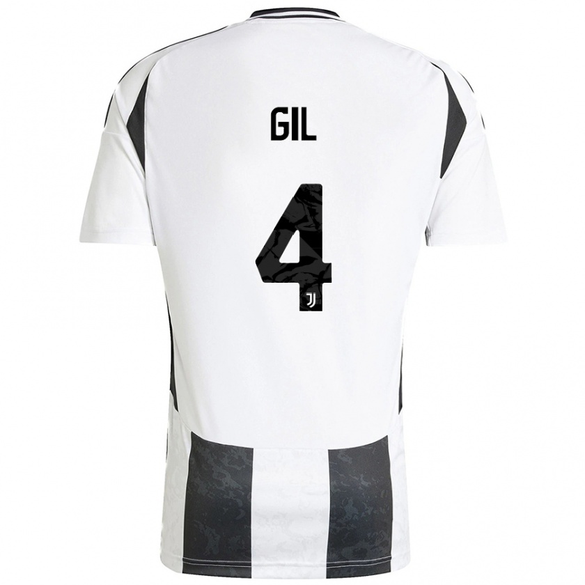 Kandiny Hombre Camiseta Javier Gil #4 Blanco Negro 1ª Equipación 2024/25 La Camisa Chile