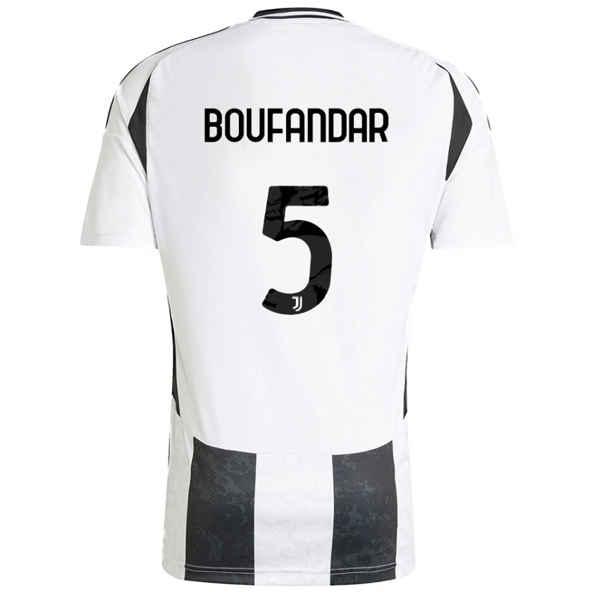 Kandiny Hombre Camiseta Adam Boufandar #5 Blanco Negro 1ª Equipación 2024/25 La Camisa Chile