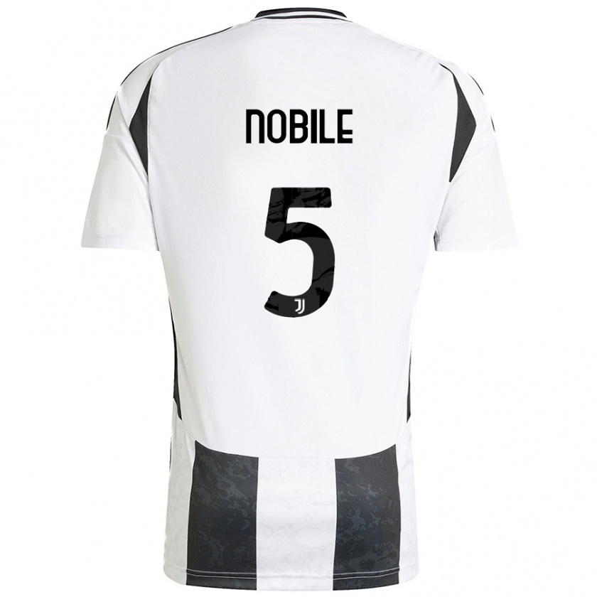 Kandiny Hombre Camiseta Riccardo Nobile #5 Blanco Negro 1ª Equipación 2024/25 La Camisa Chile