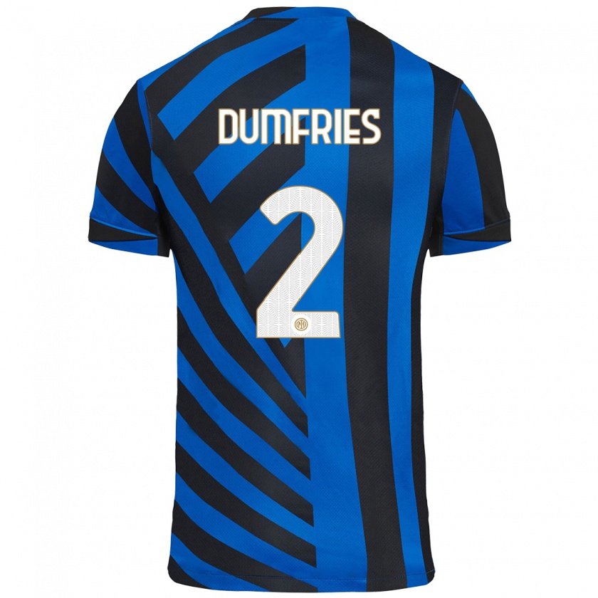 Kandiny Hombre Camiseta Denzel Dumfries #2 Azul Negro 1ª Equipación 2024/25 La Camisa Chile