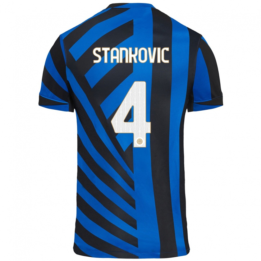 Kandiny Hombre Camiseta Aleksandar Stankovic #4 Azul Negro 1ª Equipación 2024/25 La Camisa Chile