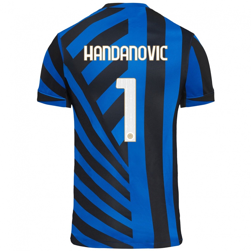 Kandiny Hombre Camiseta Samir Handanovic #1 Azul Negro 1ª Equipación 2024/25 La Camisa Chile