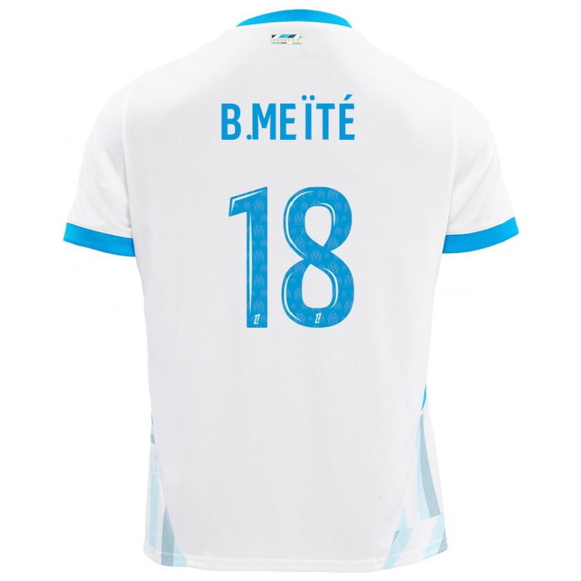 Kandiny Hombre Camiseta Bamo Meïté #18 Blanco Azul Cielo 1ª Equipación 2024/25 La Camisa Chile