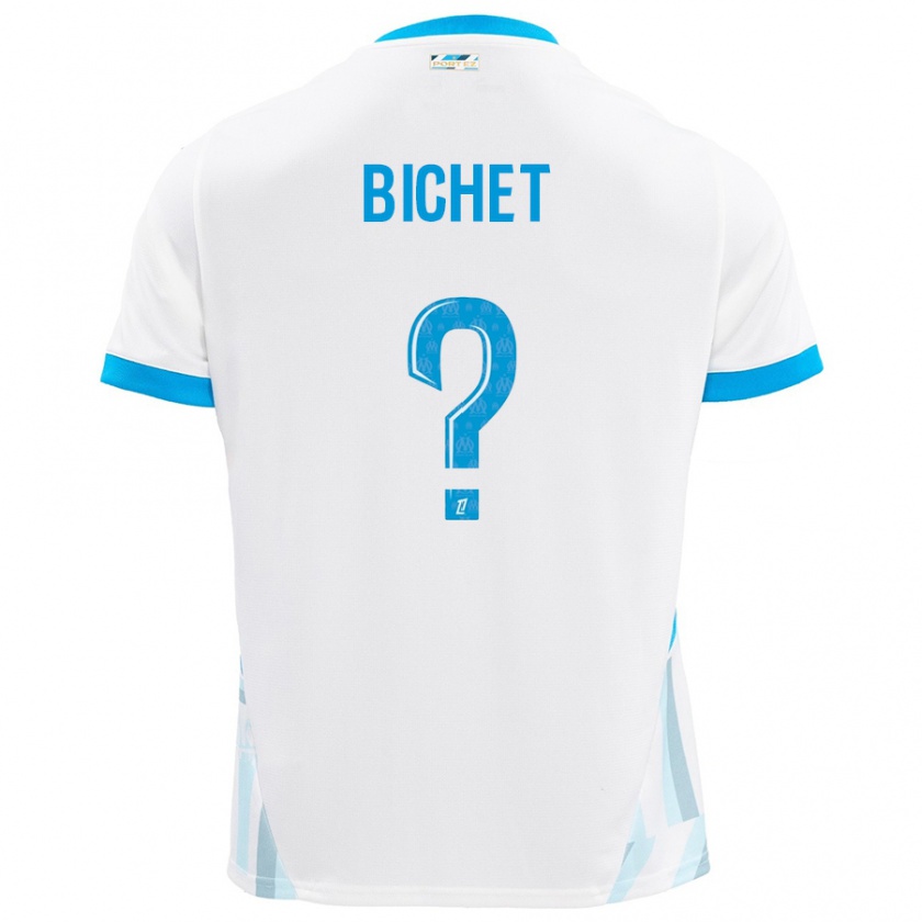 Kandiny Hombre Camiseta Tristan Bichet #0 Blanco Azul Cielo 1ª Equipación 2024/25 La Camisa Chile