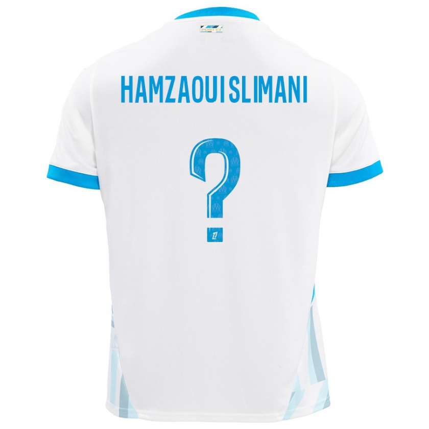 Kandiny Hombre Camiseta Hilan Hamzaoui Slimani #0 Blanco Azul Cielo 1ª Equipación 2024/25 La Camisa Chile