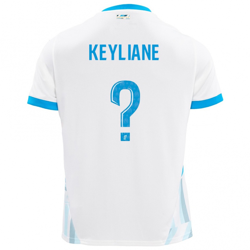 Kandiny Hombre Camiseta Keyliane Abdallah #0 Blanco Azul Cielo 1ª Equipación 2024/25 La Camisa Chile