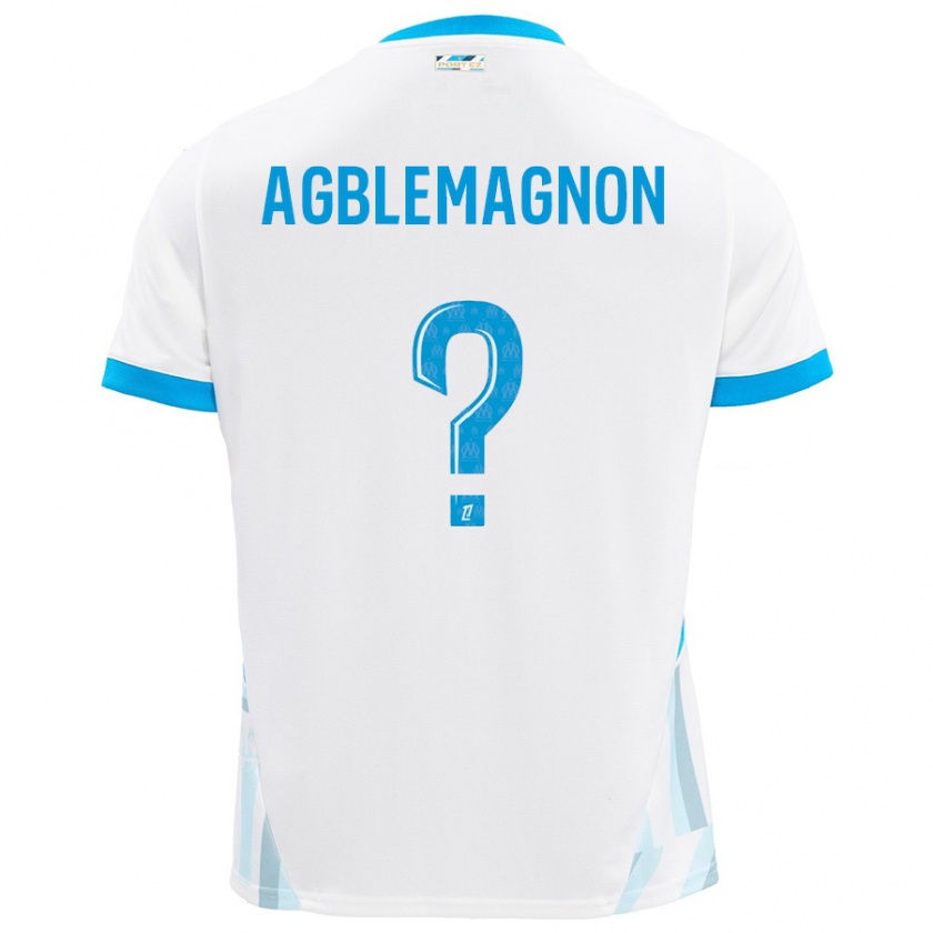 Kandiny Hombre Camiseta Jordan Agblemagnon #0 Blanco Azul Cielo 1ª Equipación 2024/25 La Camisa Chile