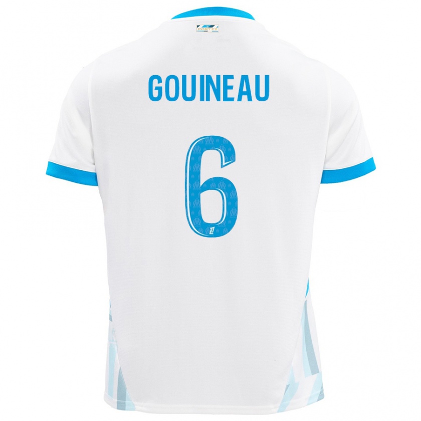 Kandiny Hombre Camiseta Coline Gouineau #6 Blanco Azul Cielo 1ª Equipación 2024/25 La Camisa Chile