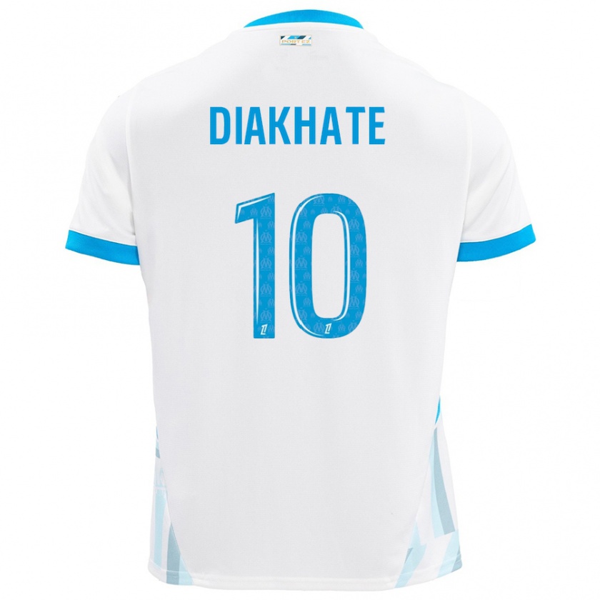 Kandiny Hombre Camiseta Ndeye Awa Diakhaté #10 Blanco Azul Cielo 1ª Equipación 2024/25 La Camisa Chile