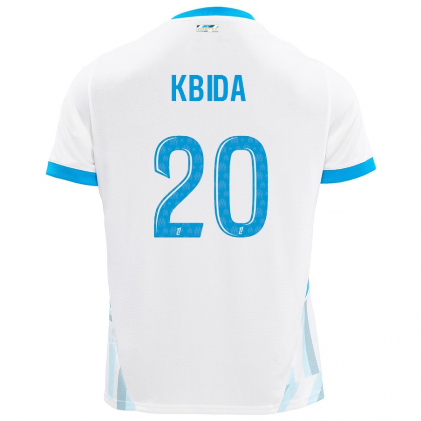 Kandiny Hombre Camiseta Inès Kbida #20 Blanco Azul Cielo 1ª Equipación 2024/25 La Camisa Chile