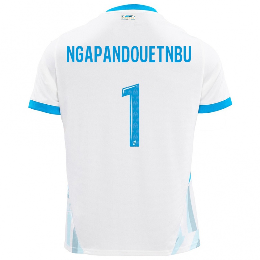 Kandiny Hombre Camiseta Simon Ngapandouetnbu #1 Blanco Azul Cielo 1ª Equipación 2024/25 La Camisa Chile