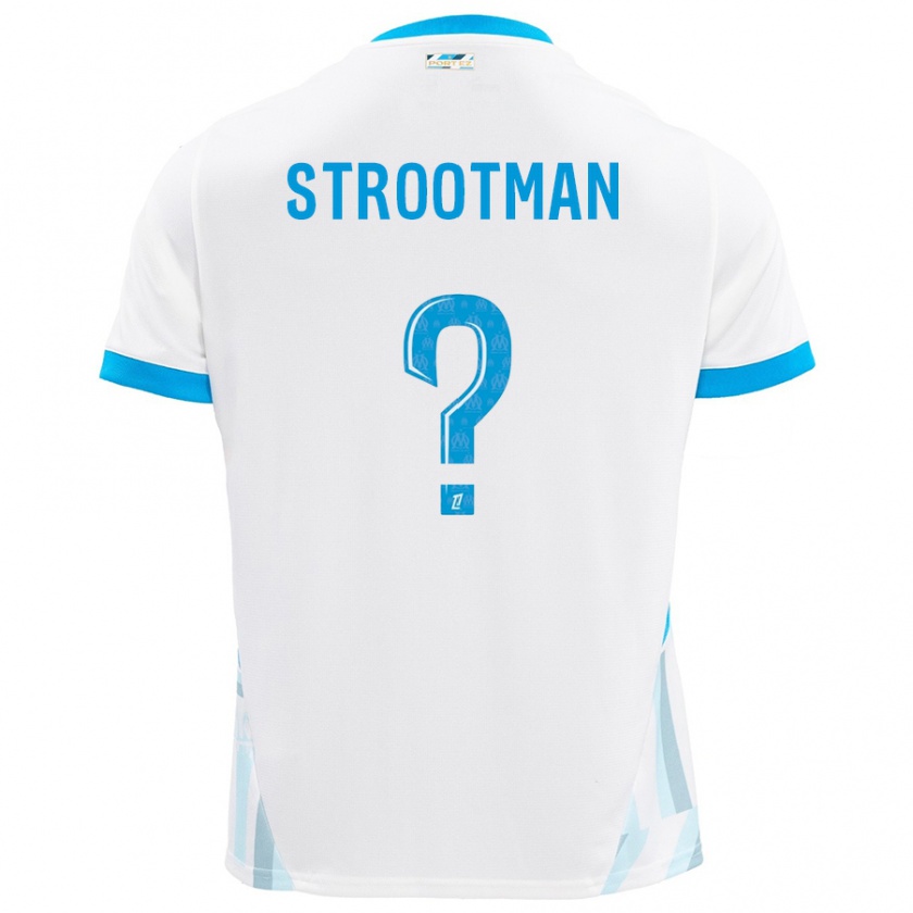 Kandiny Hombre Camiseta Kevin Strootman #0 Blanco Azul Cielo 1ª Equipación 2024/25 La Camisa Chile