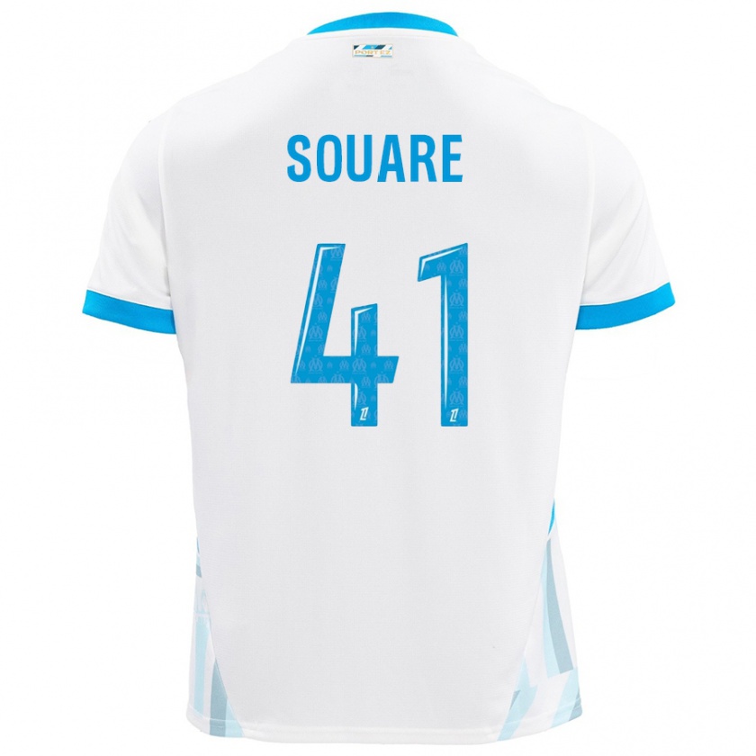 Kandiny Hombre Camiseta Cheick Souare #41 Blanco Azul Cielo 1ª Equipación 2024/25 La Camisa Chile