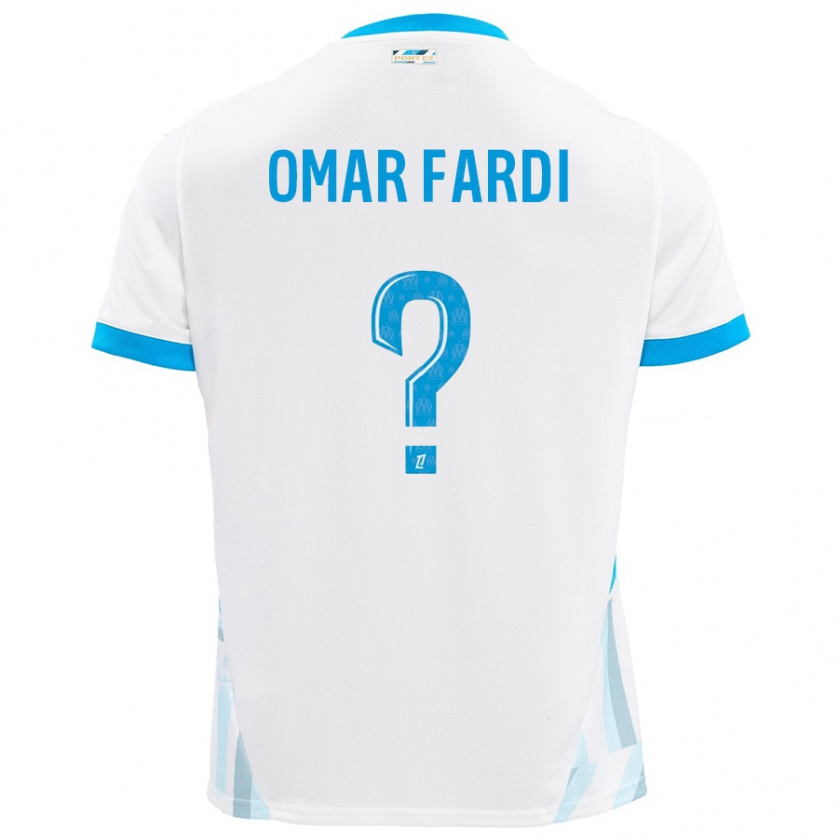 Kandiny Hombre Camiseta El Omar Fardi #0 Blanco Azul Cielo 1ª Equipación 2024/25 La Camisa Chile