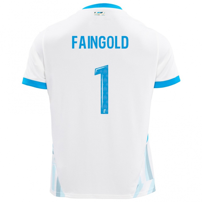 Kandiny Hombre Camiseta Abbie Faingold #1 Blanco Azul Cielo 1ª Equipación 2024/25 La Camisa Chile