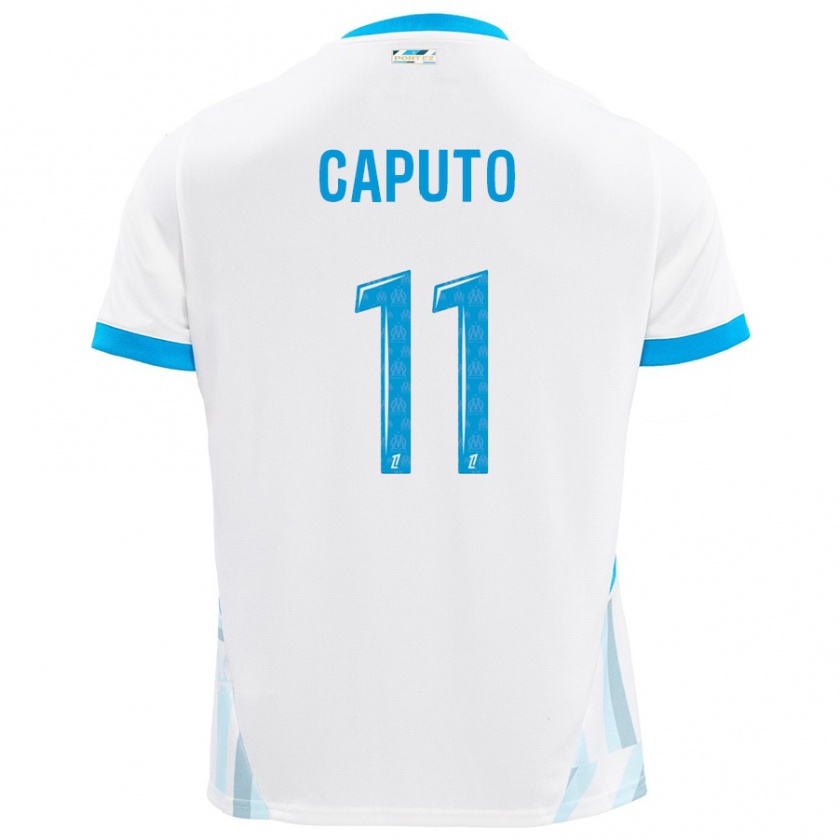 Kandiny Hombre Camiseta Cindy Caputo #11 Blanco Azul Cielo 1ª Equipación 2024/25 La Camisa Chile