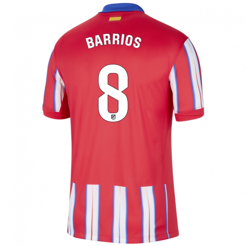 Kandiny Hombre Camiseta Pablo Barrios #8 Rojo Blanco Azul 1ª Equipación 2024/25 La Camisa Chile