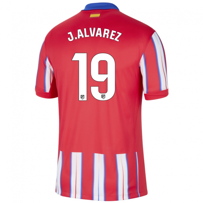 Kandiny Hombre Camiseta Julián Alvarez #19 Rojo Blanco Azul 1ª Equipación 2024/25 La Camisa Chile