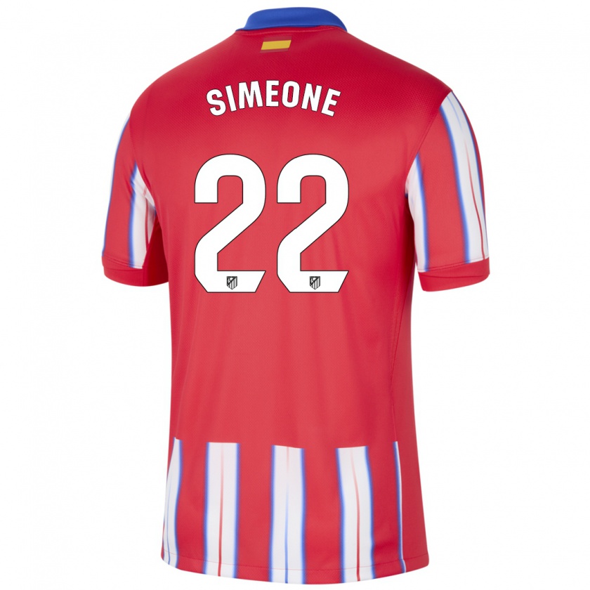 Kandiny Hombre Camiseta Giuliano Simeone #22 Rojo Blanco Azul 1ª Equipación 2024/25 La Camisa Chile