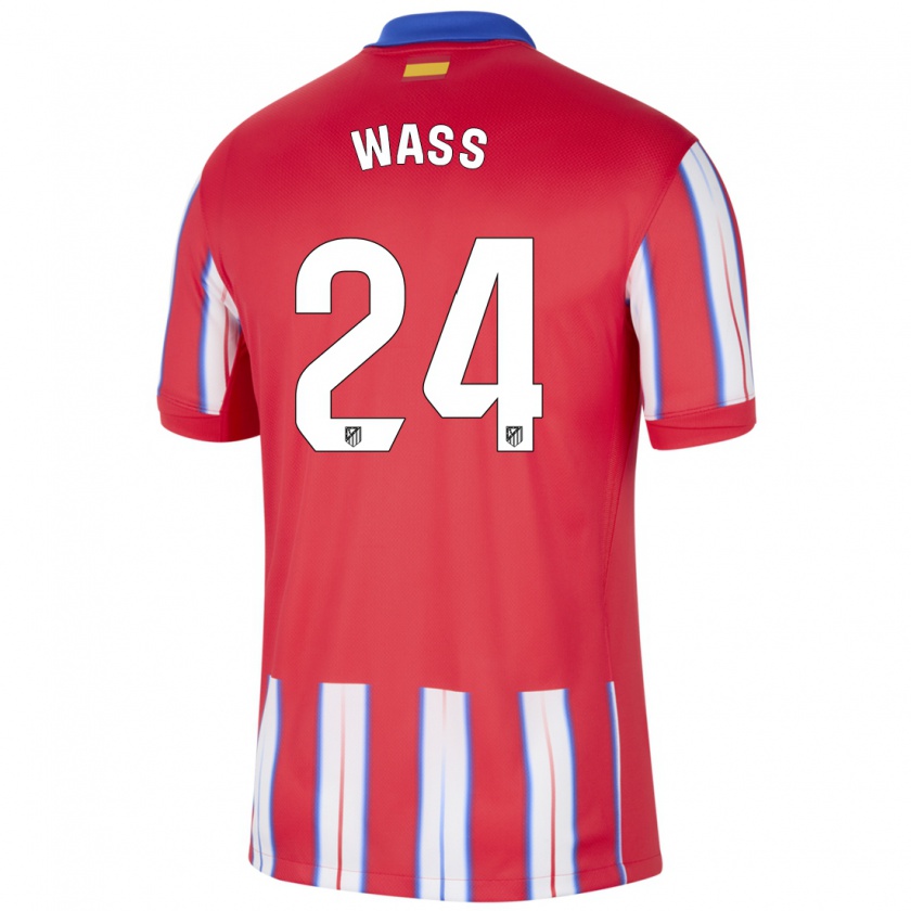 Kandiny Hombre Camiseta Daniel Wass #24 Rojo Blanco Azul 1ª Equipación 2024/25 La Camisa Chile