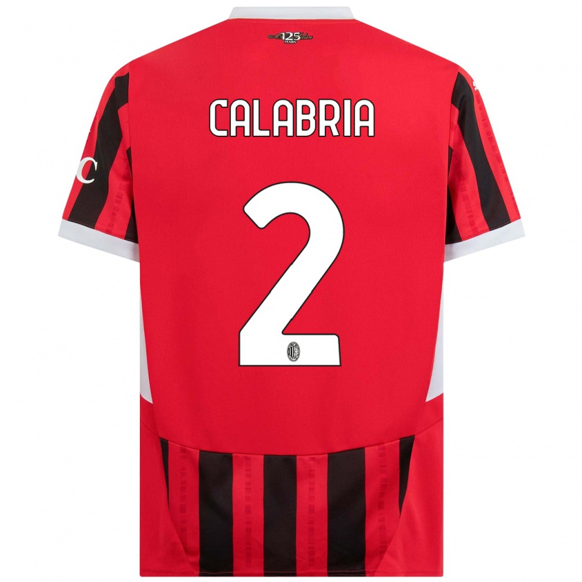 Kandiny Hombre Camiseta Davide Calabria #2 Rojo Negro 1ª Equipación 2024/25 La Camisa Chile